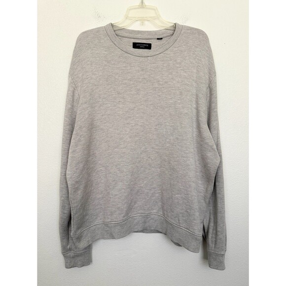 AllSaints Cordum Crewneck Sweatshirt Gray Cotton Blend Fleece Basic Men's Medium - Picture 1 of 10